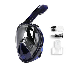 Carregar imagem no visualizador da galeria, Máscara de Mergulho Profissional Full Face com Snorkel Seco, Visão 180°, Antifog e Suporte para Câmera